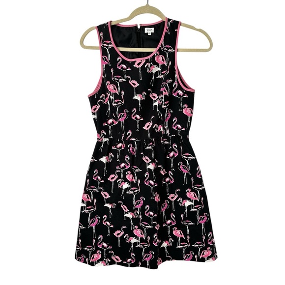 Crown & Ivy Flamingo Fit Flare Dress Size 4 Black Pink Preppy Coastal Style - Picture 2 of 14
